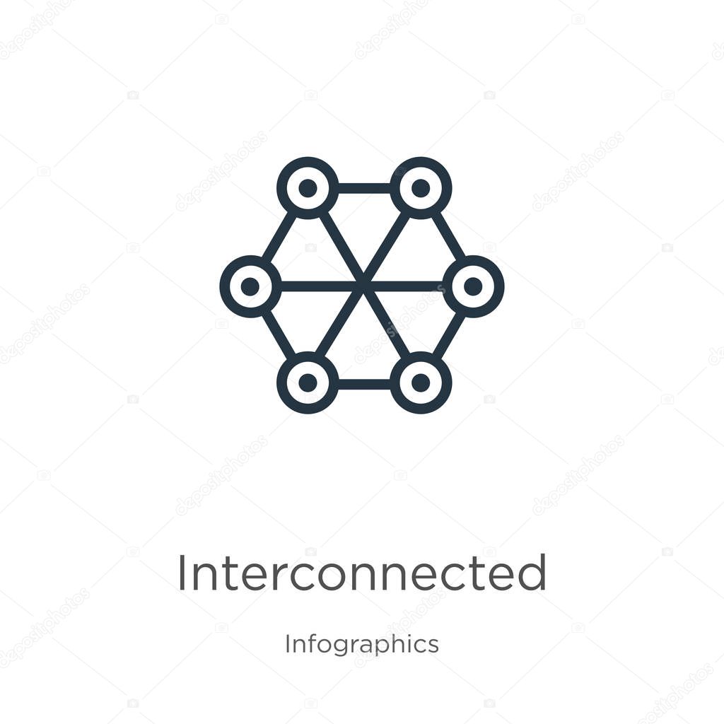 Interconnected icon. Thin linear interconnected outline icon isolated on white background from infographics collection. Line vector interconnected sign, symbol for web and mobile