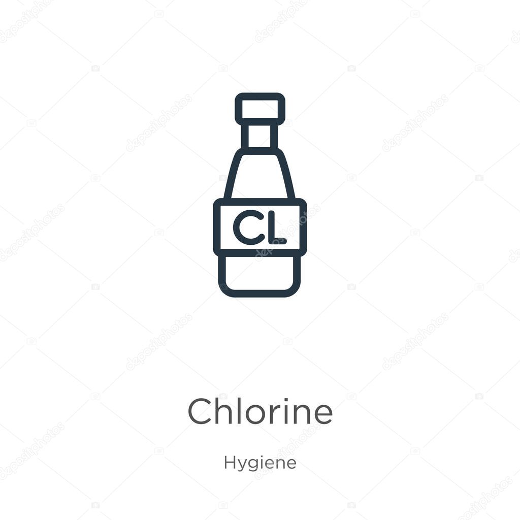 Chlorine icon. Thin linear chlorine outline icon isolated on white background from hygiene collection. Line vector chlorine sign, symbol for web and mobile