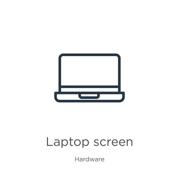 Laptop-Bildschirmsymbol. dünne lineare Umrisse des Laptop-Bildschirms isoliert auf weißem Hintergrund aus der Hardware-Sammlung. Linienvektor-Laptop-Bildschirmschild, Symbol für Web und Handy — Stockvektor