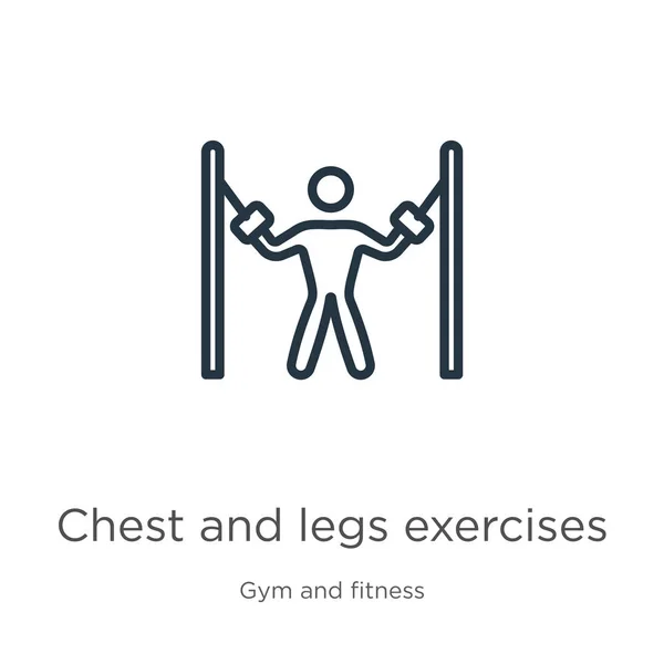 Chest and legs exercises icon. Thin linear chest and legs exercises outline icon isolated on white background from gym and fitness collection. Line vector chest and legs exercises sign, symbol for web