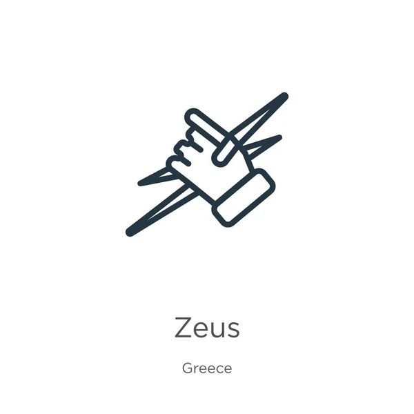 Icône Zeus. Icône de contour zeus linéaire mince isolée sur fond blanc de la collection grecque. Signe zeus vecteur de ligne, symbole pour le web et mobile — Image vectorielle