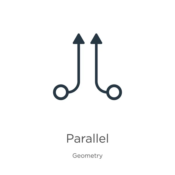 Ícone paralelo. Ícone de contorno paralelo linear fino isolado no fundo branco da coleção de geometria. Sinal paralelo de vetor de linha, símbolo para web e móvel — Vetor de Stock