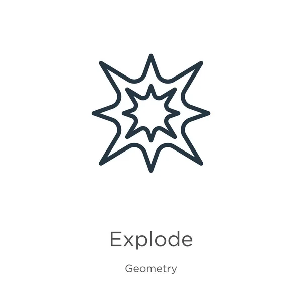 Ícone de explosão. Ícone de contorno de explosão linear fino isolado no fundo branco da coleção de geometria. Vetor de linha explodir sinal, símbolo para web e móvel — Vetor de Stock