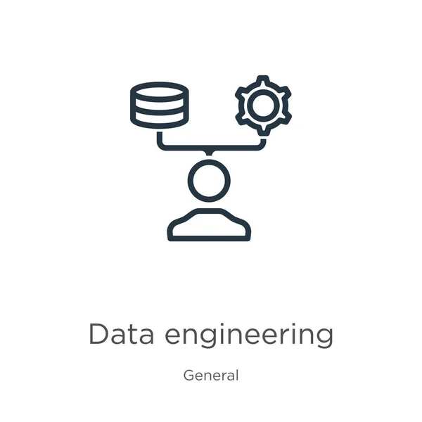 Icono de ingeniería de datos. Icono de esquema de ingeniería de datos lineal delgada aislado en fondo blanco de la colección general. Signo de ingeniería de datos vectoriales de línea, símbolo para web y móvil — Vector de stock