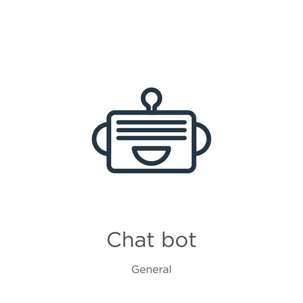 Εικονίδιο ρομπότ συζήτησης. Λεπτό γραμμικό εικονίδιο περίγραμμα bot συνομιλίας που απομονώνεται σε λευκό φόντο από τη γενική συλλογή. Γραμμή vector chat bot σημάδι, σύμβολο για το διαδίκτυο και το κινητό — Διανυσματικό Αρχείο
