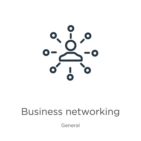 Значок деловой сети. Тонкий линейный значок бизнес-сети, выделенный на белом фоне из общей коллекции. Линейный векторный бизнес-знак сети, символ для веб и мобильных телефонов — стоковый вектор