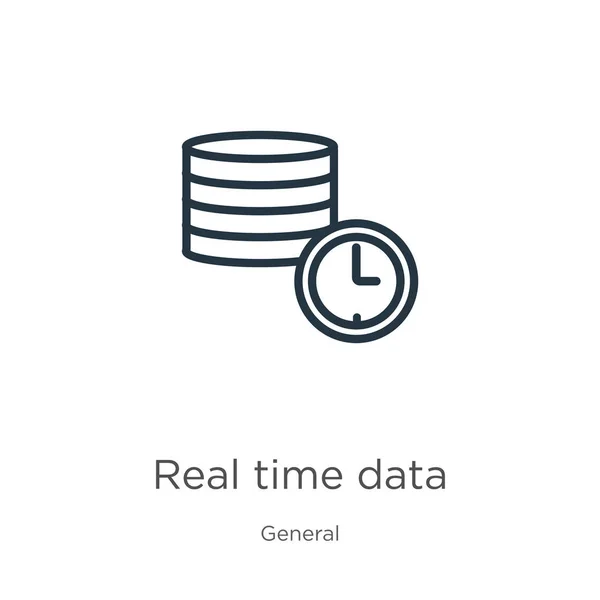 Real time data icoon. Dunne lineaire real-time data outline icoon geïsoleerd op witte achtergrond uit de algemene collectie. Line vector real time data sign, symbool voor web en mobiel — Stockvector