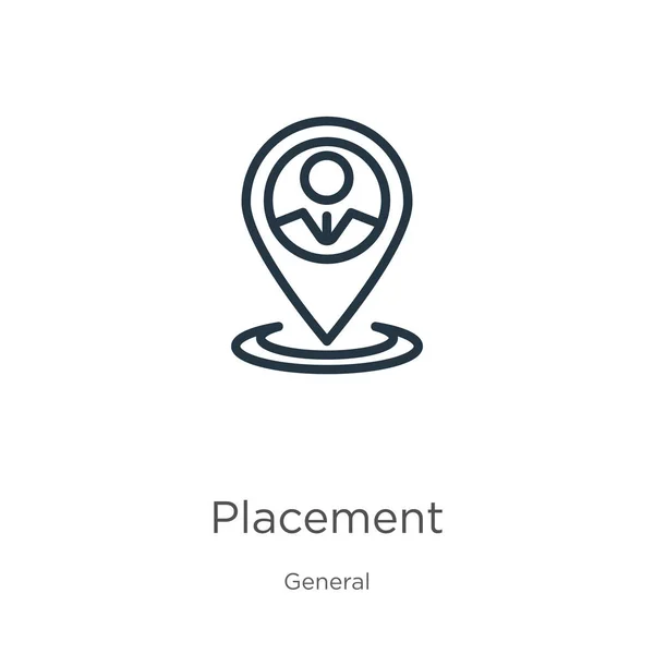 Icône de placement. Icône de contour linéaire mince isolée sur fond blanc de la collection générale. Signe de placement vectoriel de ligne, symbole pour le web et mobile — Image vectorielle