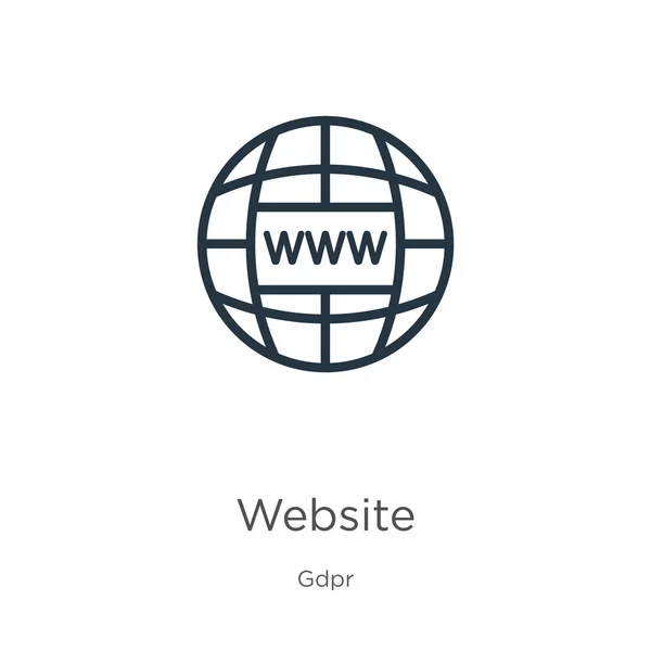 Εικονίδιο ιστοσελίδας Λεπτό γραμμικό εικονίδιο περίγραμμα ιστοχώρου απομονωμένο σε λευκό φόντο από τη συλλογή gdpr. Γραμμή διάνυσμα ιστοσελίδα σημάδι, σύμβολο για το διαδίκτυο και το κινητό — Διανυσματικό Αρχείο