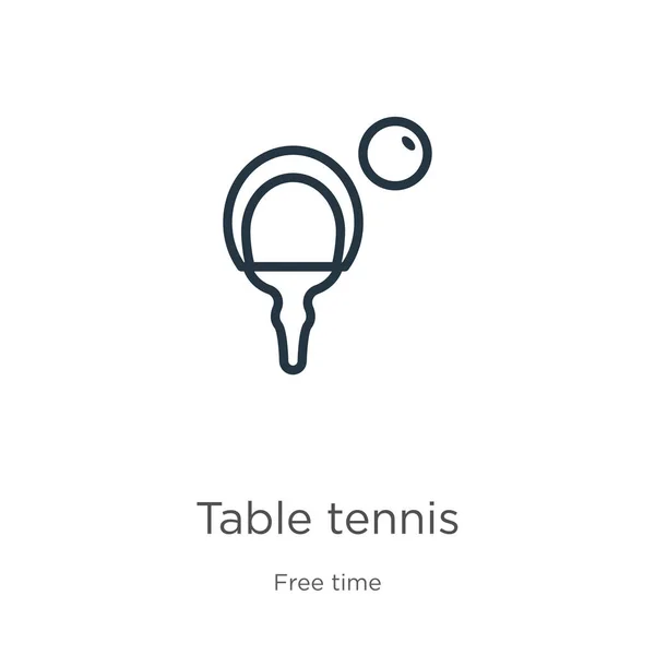 Tischtennis-Ikone dünne lineare Tischtennissymbole isoliert auf weißem Hintergrund aus der Freizeit-Sammlung. Linienvektor-Tischtennisschild, Symbol für Web und Mobile — Stockvektor