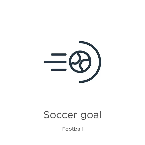 Піктограма футбольних цілей. Тонка лінійна піктограма футбольних цілей, ізольована на білому тлі від футбольної колекції. Лінійний векторний футбольний знак мети, символ веб та мобільних пристроїв — стоковий вектор