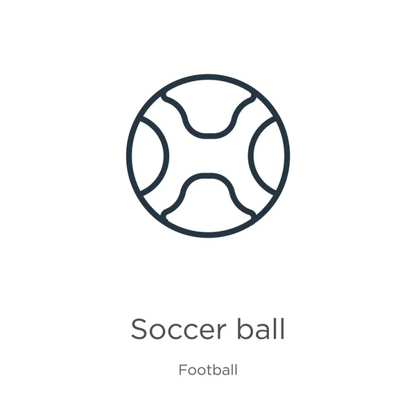 Soccer ball icon. Thin linear soccer ball outline icon isolated on white background from football collection. Line vector soccer ball sign, symbol for web and mobile — Stock Vector