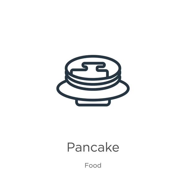 Pancake icon. Thin linear pancake outline icon isolated on white background from food collection. Line vector pancake sign, symbol for web and mobile — Stock Vector
