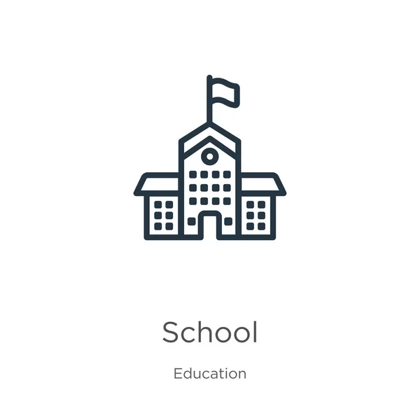 Schulsymbole. dünne lineare Schule Umriss Symbol isoliert auf weißem Hintergrund aus der Bildung Sammlung. Linienvektor Schulzeichen, Symbol für Web und Handy — Stockvektor