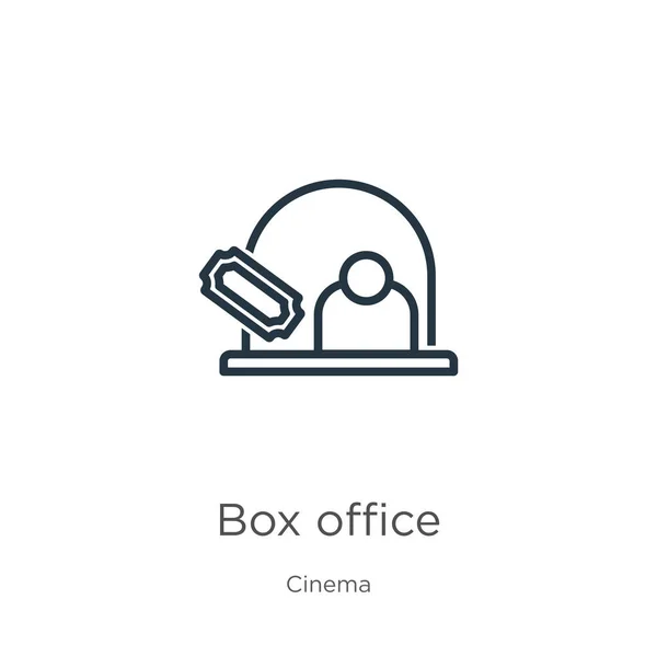Kassa icoon. Dunne lineaire box office outline icoon geïsoleerd op witte achtergrond uit bioscoop collectie. Line vector box office teken, symbool voor web en mobiel — Stockvector