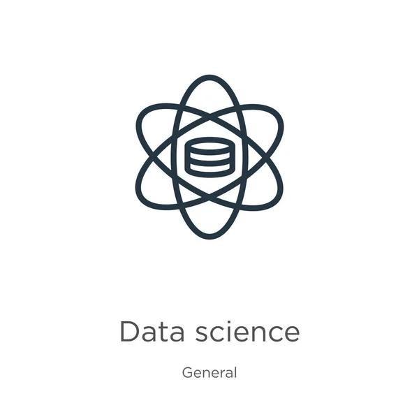 Ikona datové vědy. Tenké lineární data věda obrys ikona izolované na bílém pozadí z obecné sbírky. Čárový vektorový datový znak, symbol pro web a mobil — Stockový vektor