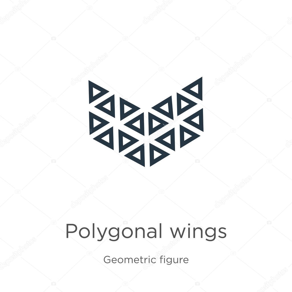 Polygonal wings icon. Thin linear polygonal wings outline icon isolated on white background from geometry collection. Line vector polygonal wings sign, symbol for web and mobile