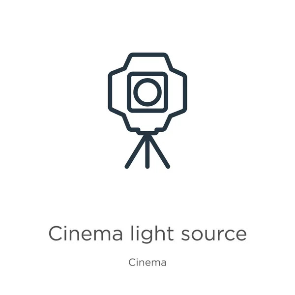 Cinema lichtbron icoon. Dunne lineaire bioscooplichtbron icoon geïsoleerd op witte achtergrond uit bioscoopcollectie. Line vector cinema lichtbron teken, symbool voor web en mobiel — Stockvector
