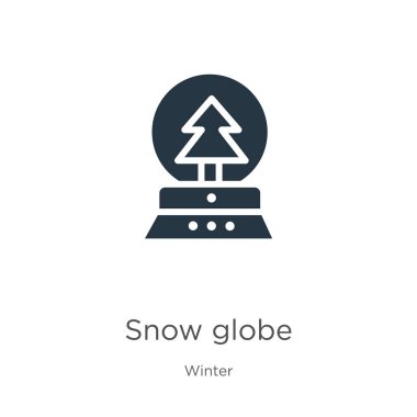 Kar küresi ikon vektörü. Beyaz arka planda izole edilmiş kış koleksiyonundan moda düz kar küresi ikonu. Vektör illüstrasyonu web ve mobil grafik tasarımı, logo, eps10 için kullanılabilir