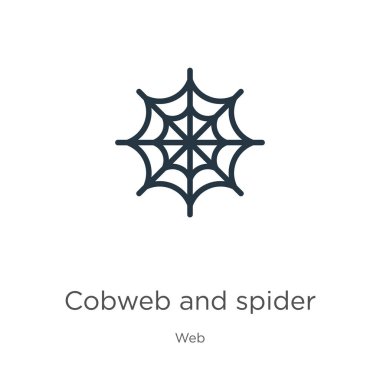 Örümcek ağı ve örümcek ikonu vektörü. Beyaz arka planda izole edilmiş web koleksiyonundan modaya uygun düz örümcek ağı ve örümcek ikonu. Vektör illüstrasyonu web ve mobil grafik tasarımı, logo, eps10 için kullanılabilir