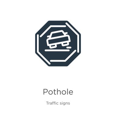 Çukurun simge vektörü. Beyaz arka planda izole edilmiş trafik işaretleri koleksiyonundan moda düz çukur simgesi. Vektör illüstrasyonu web ve mobil grafik tasarımı, logo, eps10 için kullanılabilir