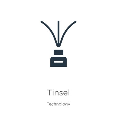 Tinsel simge vektörü. Teknoloji koleksiyonundan moda düz simge beyaz arka planda izole edildi. Vektör illüstrasyonu web ve mobil grafik tasarımı, logo, eps10 için kullanılabilir
