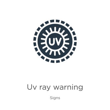 UV ışını uyarı simgesi vektörü. Beyaz arkaplanda izole edilmiş tabela koleksiyonundan modaya uygun düz uv ışını uyarı simgesi. Vektör illüstrasyonu web ve mobil grafik tasarımı, logo, eps10 için kullanılabilir