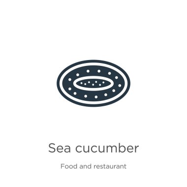 Deniz hıyarı ikon vektörü. Beyaz arka planda izole edilmiş yemek ve restoran koleksiyonundan moda düz deniz salatalığı ikonu. Vektör illüstrasyonu web ve mobil grafik tasarımı, logo, eps10 için kullanılabilir