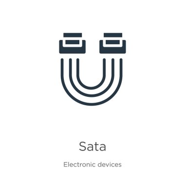 Sata simgesi vektörü. Elektronik aygıt koleksiyonundan moda düz sata simgesi beyaz arkaplanda izole edildi. Vektör illüstrasyonu web ve mobil grafik tasarımı, logo, eps10 için kullanılabilir