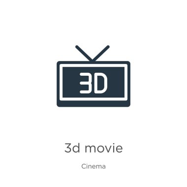 3D film ikon vektörü. Beyaz arka planda izole edilmiş sinema koleksiyonundan modayı takip eden 3D film ikonu. Vektör illüstrasyonu web ve mobil grafik tasarımı, logo, eps10 için kullanılabilir