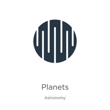 Gezegenlerin simge vektörü. Beyaz arka planda izole edilmiş astronomi koleksiyonundan modayı takip eden düz gezegen simgesi. Vektör illüstrasyonu web ve mobil grafik tasarımı, logo, eps10 için kullanılabilir