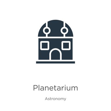 Planetaryum ikon vektörü. Beyaz arka planda izole edilmiş astronomi koleksiyonundan moda düz yıldız evi ikonu. Vektör illüstrasyonu web ve mobil grafik tasarımı, logo, eps10 için kullanılabilir