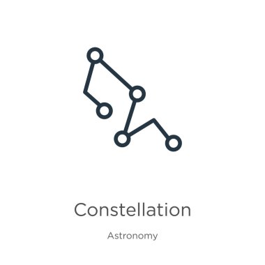 Takımyıldız ikon vektörü. Astronomi koleksiyonundan modayı takip eden düz takımyıldız simgesi beyaz arkaplanda izole edildi. Vektör illüstrasyonu web ve mobil grafik tasarımı, logo, eps10 için kullanılabilir