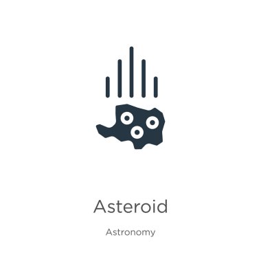 Göktaşı simgesi vektörü. Astronomi koleksiyonundan modayı takip eden düz asteroit simgesi beyaz arka planda izole edildi. Vektör illüstrasyonu web ve mobil grafik tasarımı, logo, eps10 için kullanılabilir