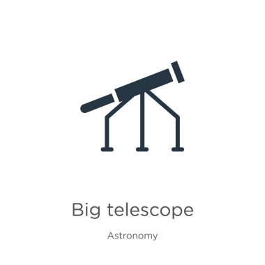 Büyük teleskop ikon vektörü. Beyaz arka planda izole edilmiş astronomi koleksiyonundan modayı takip eden düz teleskop simgesi. Vektör illüstrasyonu web ve mobil grafik tasarımı, logo, eps10 için kullanılabilir