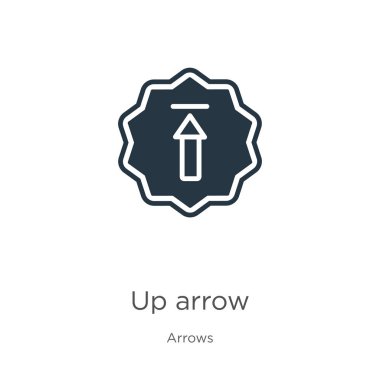 Yukarı ok simgesi vektörü. Beyaz arkaplanda izole edilmiş ok koleksiyonundan modayı takip eden düz ok simgesi. Vektör illüstrasyonu web ve mobil grafik tasarımı, logo, eps10 için kullanılabilir