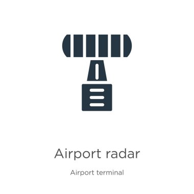 Havaalanı radar ikon vektörü. Havalimanı terminalindeki son model radar ikonu beyaz arka planda izole edildi. Vektör illüstrasyonu web ve mobil grafik tasarımı, logo, eps10 için kullanılabilir