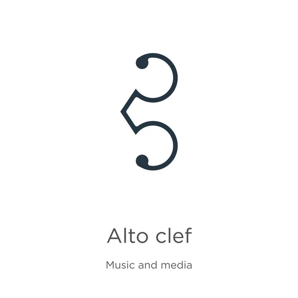 Alto clef simge vektörü. Beyaz arkaplanda izole edilmiş müzik ve medya koleksiyonundan modaya uygun düz alto anahtar simgesi. Vektör illüstrasyonu web ve mobil grafik tasarımı, logo, eps10 için kullanılabilir