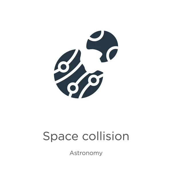 Espacio vector icono de colisión. Icono de colisión espacial plana de moda de la colección de astronomía aislada sobre fondo blanco. La ilustración vectorial se puede utilizar para el diseño gráfico web y móvil, logotipo, eps10 — Vector de stock