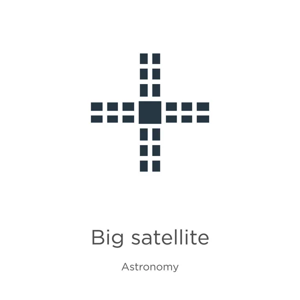 Gran vector icono de satélite. Icono de moda plana satélite grande de la colección de astronomía aislado sobre fondo blanco. La ilustración vectorial se puede utilizar para el diseño gráfico web y móvil, logotipo, eps10 — Vector de stock
