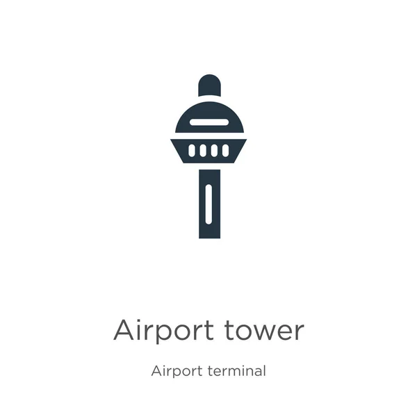 Flughafen-Tower-Symbol-Vektor. trendige flache Flughafen-Tower-Ikone aus der Flughafen-Terminal-Kollektion isoliert auf weißem Hintergrund. Vektorillustration kann für Web- und Mobile-Grafikdesign verwendet werden, Logo, eps10 — Stockvektor