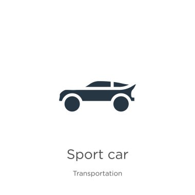 Spor araba ikon vektörü. Ulaşım koleksiyonundan modayı takip eden düz spor araba ikonu beyaz arka planda izole edildi. Vektör illüstrasyonu web ve mobil grafik tasarımı, logo, eps10 için kullanılabilir