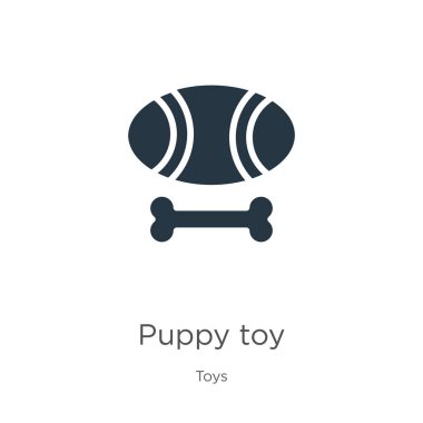 Yavru köpek ikon vektörü. Beyaz arka planda izole edilmiş oyuncak koleksiyonundan modaya uygun oyuncak ikonu. Vektör illüstrasyonu web ve mobil grafik tasarımı, logo, eps10 için kullanılabilir