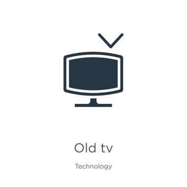 Eski televizyon ikonu vektörü. Teknoloji koleksiyonundaki modaya uygun eski televizyon ikonu beyaz arka planda izole edilmiş. Vektör illüstrasyonu web ve mobil grafik tasarımı, logo, eps10 için kullanılabilir