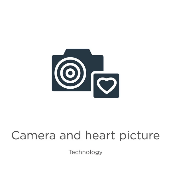 Camera Heart Picture Icon Vector Trendy Flat Camera Heart Picture — Stock Vector