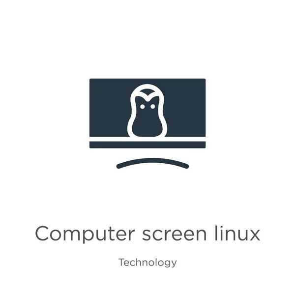 Écran Ordinateur Linux Icône Vecteur Icône Linux Écran Plat Tendance — Image vectorielle