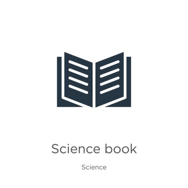 Bilim kitabı ikon vektörü. Beyaz arka planda izole edilmiş fen bilimleri koleksiyonundan moda düz bilim kitabı ikonu. Vektör illüstrasyonu web ve mobil grafik tasarımı, logo, eps10 için kullanılabilir