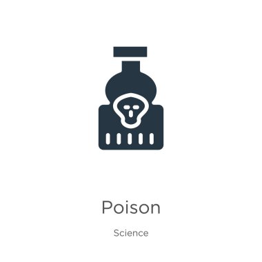 Zehirli ikon vektörü. Beyaz arka planda izole edilmiş bilim koleksiyonundan moda yassı zehir ikonu. Vektör illüstrasyonu web ve mobil grafik tasarımı, logo, eps10 için kullanılabilir