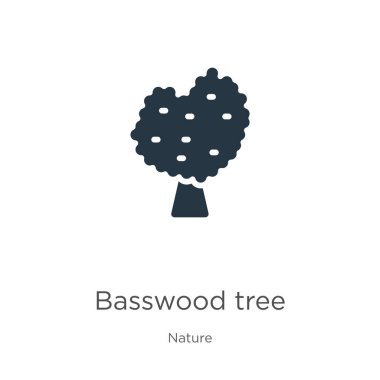 Basswood ağaç ikon vektörü. Beyaz arka planda izole edilmiş doğa koleksiyonundan moda düz basswood ağacı ikonu. Vektör illüstrasyonu web ve mobil grafik tasarımı, logo, eps10 için kullanılabilir