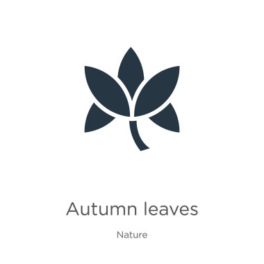 Sonbahar yaprakları ikon taşıyıcısı. Beyaz arka planda izole edilmiş doğa koleksiyonundan modaya uygun düz sonbahar yaprakları ikonu. Vektör illüstrasyonu web ve mobil grafik tasarımı, logo, eps10 için kullanılabilir